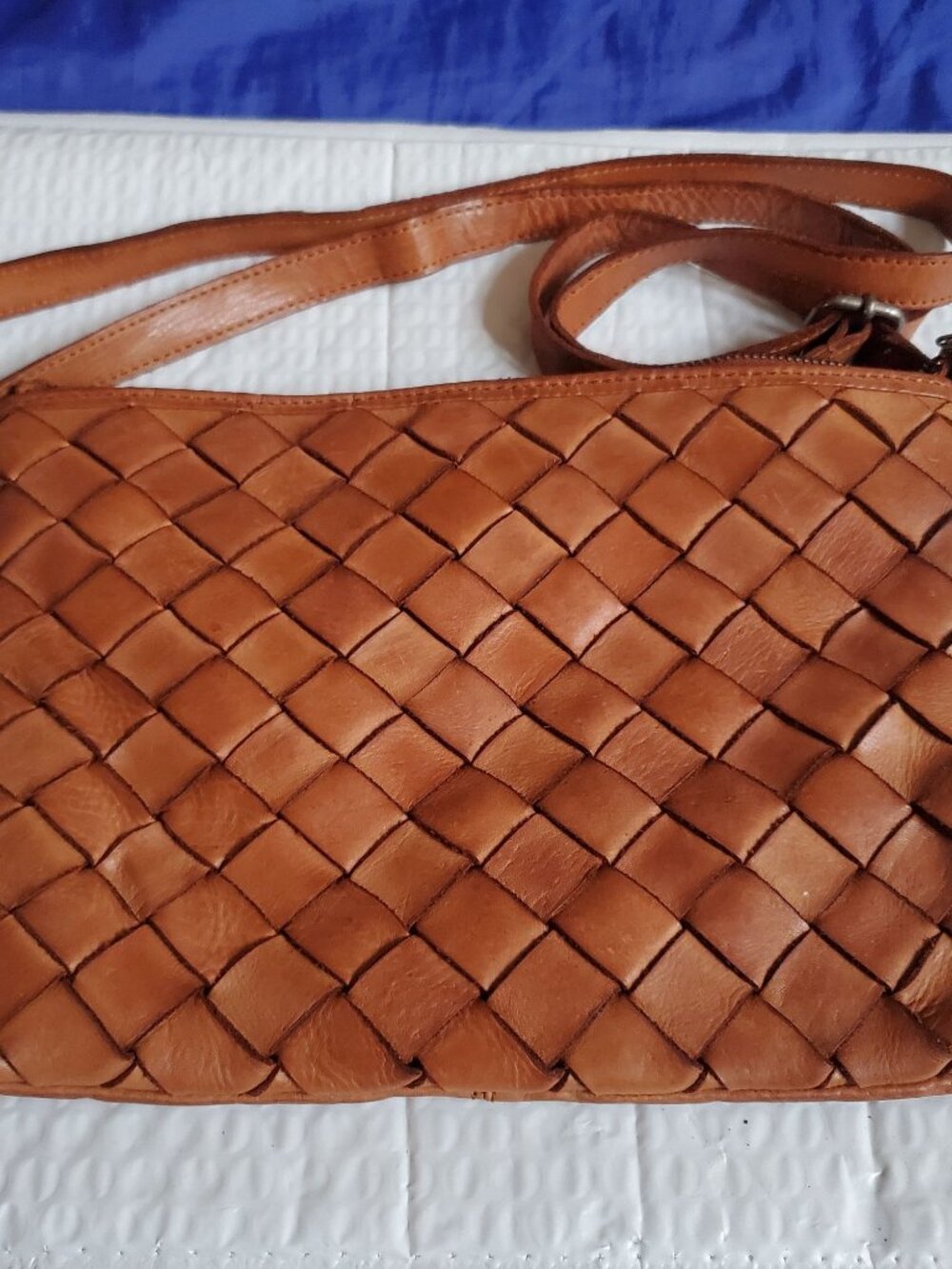 NOS Vtg "Vilenca Holland" Purse Bag 8x11" Tote Leather Weave Cross Body Adjusts